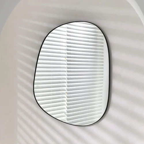 Miniatura 8 de ELEHUME Espejo asimétrico para decoración de pared de 27 x 35 pulgadas, moderno espejo de pared con marco dorado para sala de estar, baño