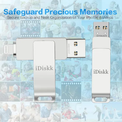 Miniatura 6 de App-le Certificado Mfi 128GB iDiskk iPhone Flash Drive, para Fotos y Videos, Stick de Fotos, Flash Drive para iPad, Almacenamiento USB para iPhone