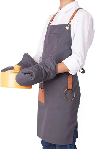 Miniatura 8 de NEOVIVA Delantal de herramientas de lona para hombres y mujeres con bolsillos, delantal de trabajo resistente con espalda cruzada para tienda