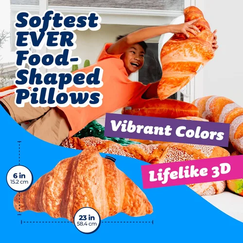Miniatura 2 de Much Comfort Almohada de 58.4 cm en forma de croissant 3D - Hecha con tela súper suave y ultra premium - Linda, cómoda, aterciopelada, cojín de pan