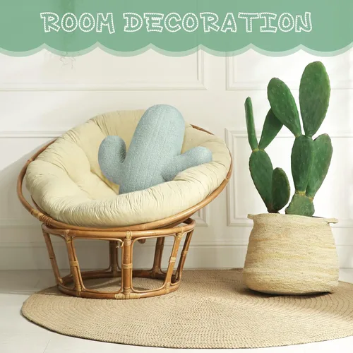Miniatura 5 de Namalu 2 almohadas 3D con forma de cactus de 16 pulgadas para amantes de las plantas, almohadas decorativas de cactus de felpa, cojín de sofá