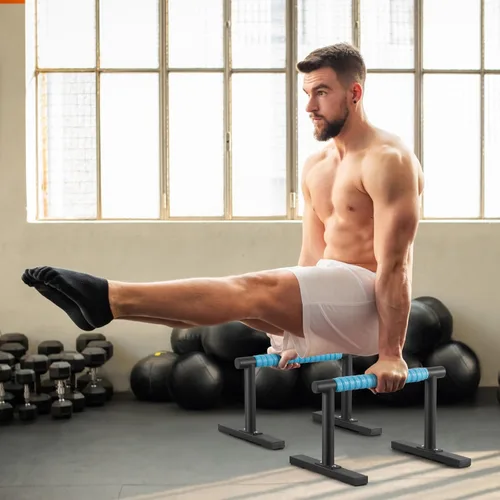 Miniatura 6 de Paraletas de entrenamiento de fuerza, barras de empuje I-Sit, asas de flexiones, equipo de calistenia para entrenamiento en casa, barras de gimnasia