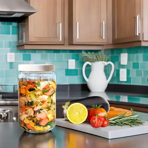 Miniatura 2 de JARMING COLLECTIONS Tarro de almacenamiento de vidrio de boca extra ancha de 32 onzas con tapa de plástico sin BPA – Tarro Mason hermético