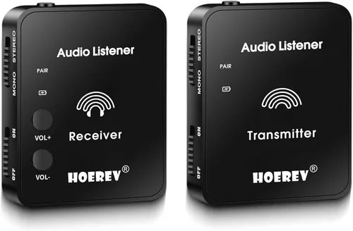 Hoerev Sistema de monitor inalámbrico en el oído, equipo de estudio, sistema profesional transmisor de guitarra con batería recargable para estudio