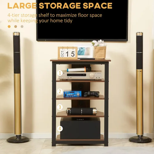 Miniatura 5 de HOMCOM Soporte multimedia con estante de audio de 4 niveles, estante de esquina para medios AV con gestión de cables para reproductores de DVD