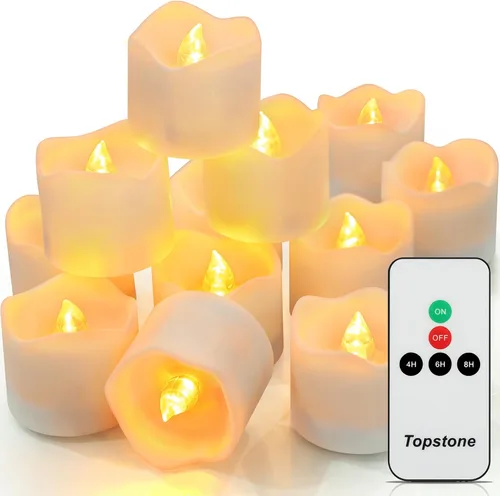 Miniatura 10 de Topstone Vela de Té LED Naranja de Halloween con Temporizador de 4/6/8 H, Control Remoto Vela Sin Llama, Velas Falsas a Batería, Vela Votiva