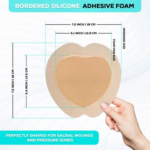 Miniatura 4 de MedVance TM Silicone - Apósito adhesivo de silicona con bordes sacros para heridas, vendaje de tratamiento de úlceras de cama para sacro, tamaño 7 x