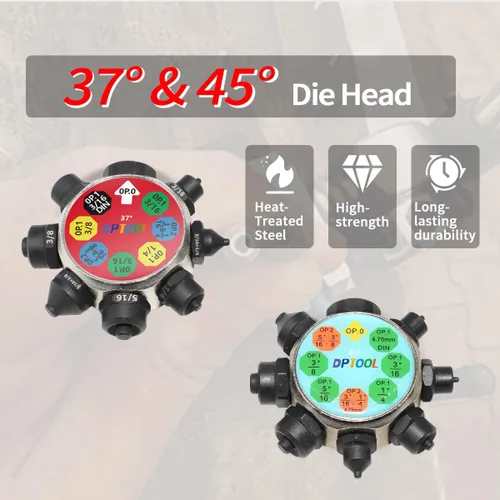 Miniatura 4 de DPTOOL Kit de herramientas de abocinación de línea de freno, 45 y 37 grados simple, doble y burbuja, línea de freno y herramienta de abocinación