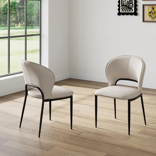 Miniatura 13 de Juegos de sillas de comedor modernas (2/4/6/8-PSC), sillas de cocina de piel sintética con respaldo, sillas laterales de cocina sin brazos, salas
