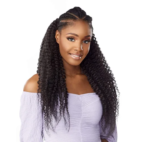 Miniatura 4 de Sensationnel Lulutress - Cabello trenzado de ganchillo – 3 rizos de goteo de 20 pulgadas totalmente plegados (1 negro azabache)