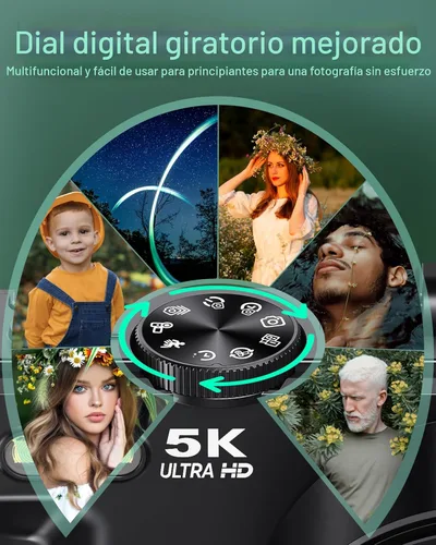 Miniatura 6 de Cámara digital - Cámaras digitales WiFi 5K para fotografía - Cámara de video de enfoque automático UHD de 75 MP para YouTube - Cámaras de video Negro