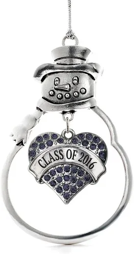 Miniatura 13 de Inspired Silver - Fuerza Aérea - Adorno de Navidad plateado - Adorno de árbol de Navidad con colgante de corazón azul con circonita cúbica