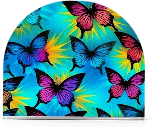 Servilletero con diseño de mariposa azul y morado para mesas, servilleteros de acrílico transparente, servilleteros de cóctel para cocina,