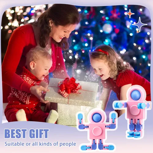 Miniatura 8 de Hanaive 8 piezas robot Fidget Spinners transformable con cadena de giroscopio para dedos, deformable, para aliviar el estrés, juguetes sensoriales