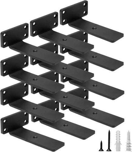 Miniatura 28 de HITOMEN Soportes de estante flotante de servicio pesado, accesorios de estantes ocultos de 8 pulgadas (1/5 pulgadas de grosor), soportes de hierro