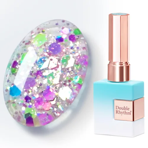 Miniatura 65 de Double Rhythm Esmalte de gel con purpurina de nieve de 0.5 fl oz, color holográfico reflectante para arte de uñas, salón de manicura y bricolaje