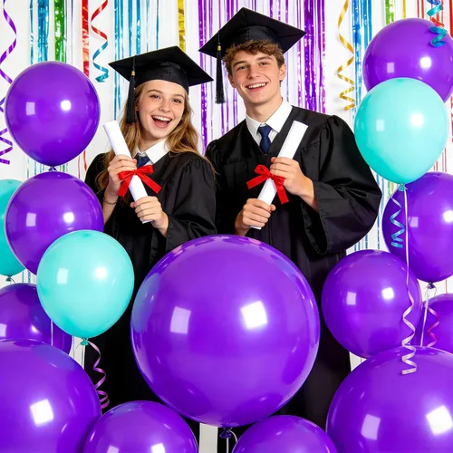 Miniatura 5 de 32 piezas de globos grandes morados de 18 pulgadas, globos redondos grandes de látex para decoración de cumpleaños y bodas. (morado)