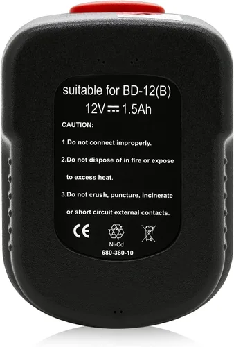 Miniatura 3 de ExpertPower® Batería NiCd de 12v 1500mAh para Black & Decker A12 A12-XJ A12EX A1712 FS120B FSB12 HPB12 Firestorm FS120B FS120BX