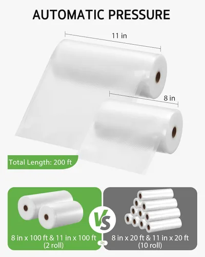 Miniatura 3 de Syntus Bolsas selladoras al vacío de 11 x 100 pies y 8 x 100 pies para alimentos con cortador, bolsas selladoras al vacío, sin BPA, grado comercial