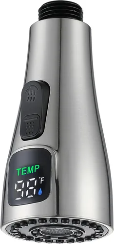 Reemplazo de la cabeza del grifo de cocina, pantalla de temperatura LED, cabezal rociador de cocina, boquilla pulverizadora extraíble para grifo,
