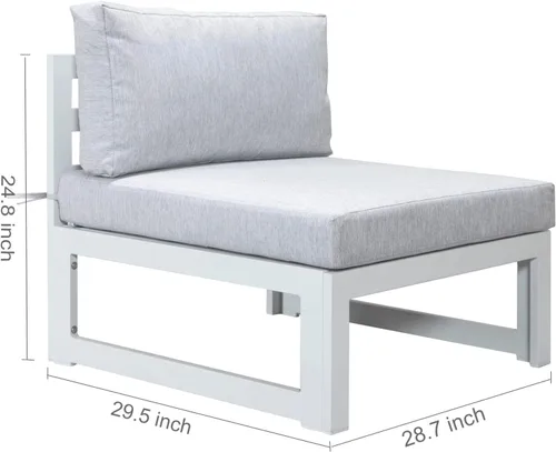 Miniatura 2 de RADIATA El sofá blanco de aluminio 2 pedazos sillas sin brazos al aire libre muebles de patio liquidación