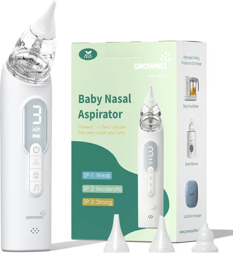 GROWNSY Aspirador nasal mejorado para bebé, succión nasal recargable para bebé, succión eléctrica de nariz para bebé