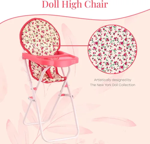 Miniatura 2 de Silla alta plegable para muñeca de bebé, accesorios para muñecas, muñecas y accesorios para silla alta para muñecas de 18 pulgadas, juego