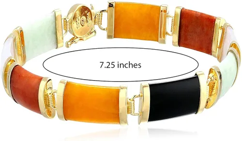 Miniatura 3 de Pulsera de plata de ley chapada en oro amarillo de 18 quilates con eslabones rectangulares, 7.5in