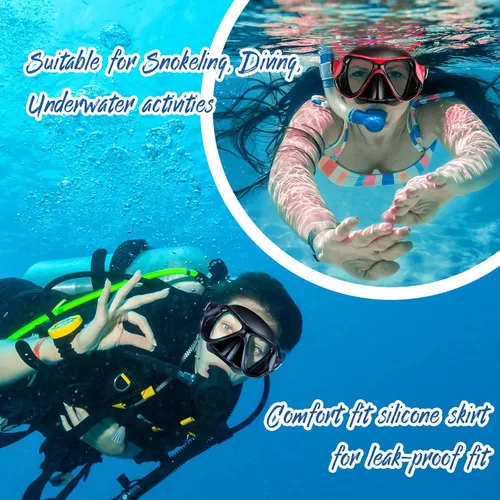 Miniatura 5 de Preboun 4 máscaras de buceo para adultos, antiempañamiento, sin fugas, gafas de snorkel para hombres y mujeres, gafas de natación panorámicas