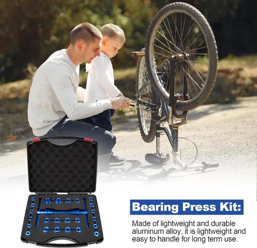 Miniatura 7 de Kit de prensa de rodamientos de bicicleta de 25 piezas para cubo de rueda, instalación de punto de pivote de marco de cola suave con herramienta