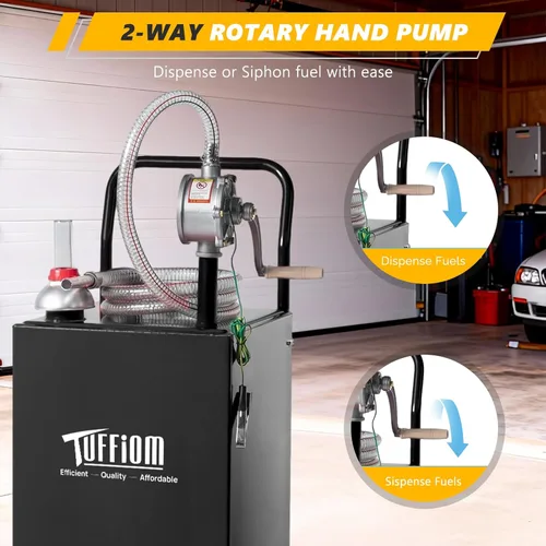 Miniatura 2 de TUFFIOM Carrito de gas portátil de 30 galones con ruedas giratorias, tanque de almacenamiento de combustible, lata diésel de gasolina con bomba