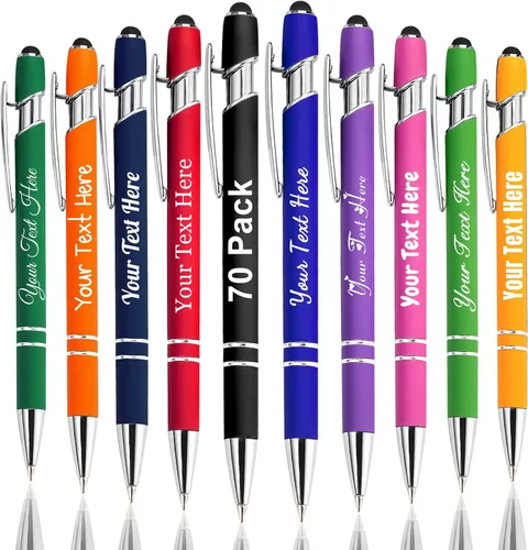 Miniatura 80 de Hasta 300 bolígrafos personalizados a granel con nombre personalizado con grabado gratis, puntas de lápiz capacitivo grabado, bolígrafo