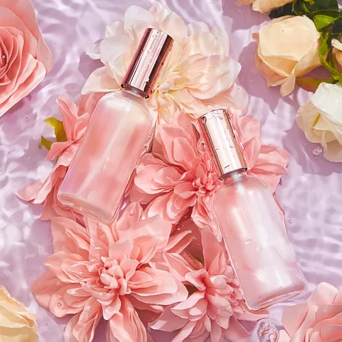 Miniatura 7 de Roshtia 30 unidades de 3.4 oz/100 ml, botellas de vidrio en color oro rosa, rellenables, para perfume, con atomizador, transparentes, botellas