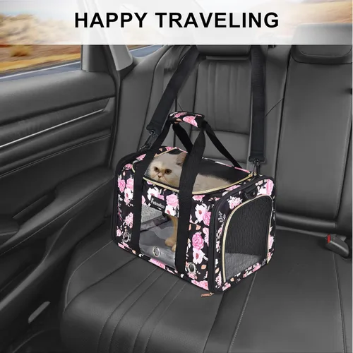Miniatura 7 de Transportador Petmolico para gatos de lados blandos, bolsa para mascotas pequeñas y medianas, para gatitos 16LBs - Transportador de viaje para Rosa