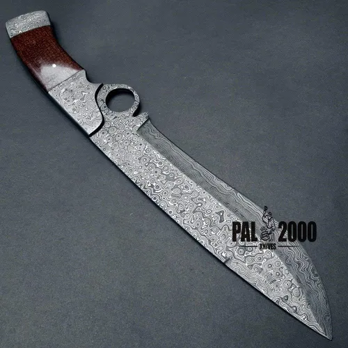 Miniatura 6 de PAL 2000 KNIVES Cuchillo Bowie de acero de Damasco hecho a mano de 13 pulgadas - Mango de micarta con refuerzos de acero de Damasco 1094