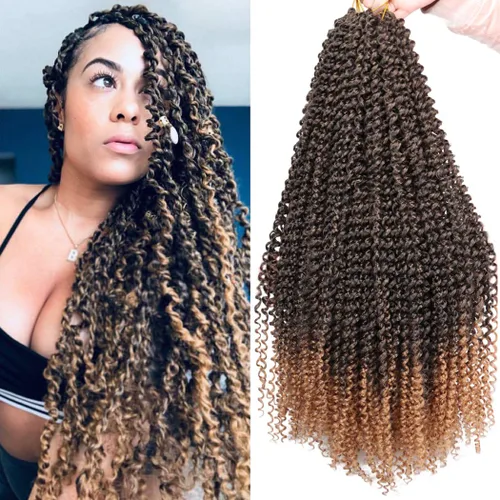 Miniatura 29 de Dorsanee Cabello Passion Twist Ombré de 18 pulgadas, 6 paquetes, Cabello de Ganchillo Water Wave, Cabello Largo Bohemio Rizado para Trenzar