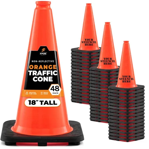 Miniatura 79 de Xpose Safety Cono de tráfico verde lima de 28 pulgadas, paquete de 4, cono de seguridad de PVC de alta calidad para estacionamiento, precaución