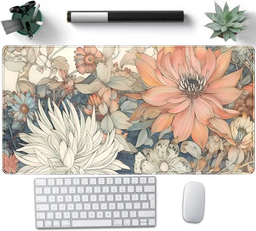 Miniatura 19 de Tapete de escritorio azul con diseño de gato kawaii, retro, vintage, grande, XXL, tapete de mouse para computadora, teclado, laptop, mouse, A5