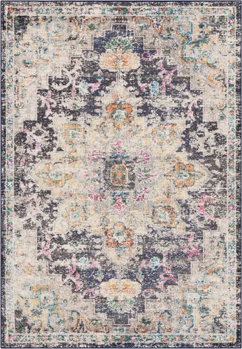 Miniatura 33 de Safavieh Madison Collection (MAD473M) Tapete redondo de 4 pies, azul y azul claro, diseño chic y bohemio desgastado de medallón, no pierde fibras