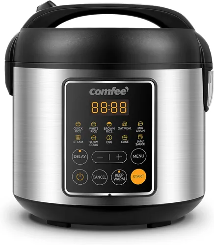 Miniatura 9 de COMFEE - Arrocera 6 en 1 de acero inoxidable, cocina lenta, vaporizador, salteado y calentador, 2 cuartos de galón, 8 tazas cocidas