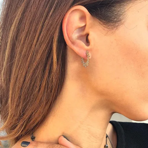 Miniatura 2 de VACRONA - Aretes tipo arracada de aro para mujer, chapados en oro de 14 quilates, diseño de Huggie