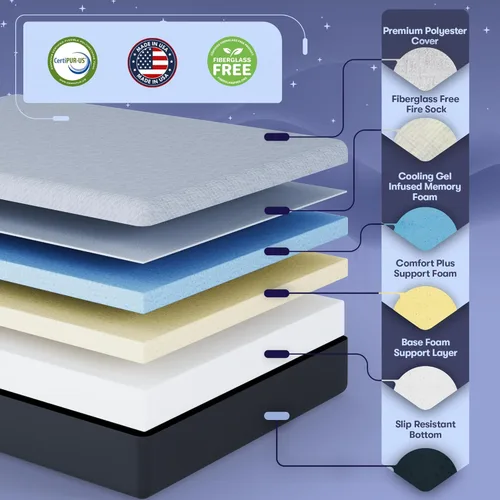 Miniatura 2 de Celestial Sleep Colchón de espuma viscoelástica con gel en caja, fabricado en EE. UU., espuma certificada CertiPUR-US®, certificación Oeko-Tex