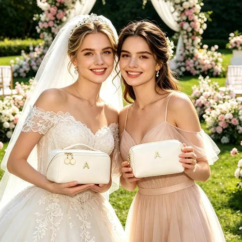 Miniatura 9 de Regalos de cumpleaños para mujeres y adolescentes, juego de bolsas organizadoras de maquillaje con iniciales personalizadas, bolsa de cosméticos