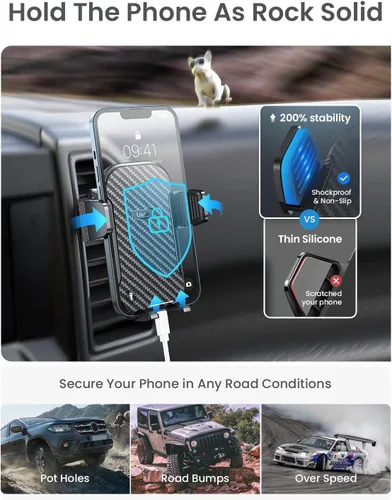 LISEN Soporte de Teléfono para Automóvil 2025, Soportes de Teléfono para Tu Automóvil [Compatible con Fundas Gruesas] Soporte de Teléfono para