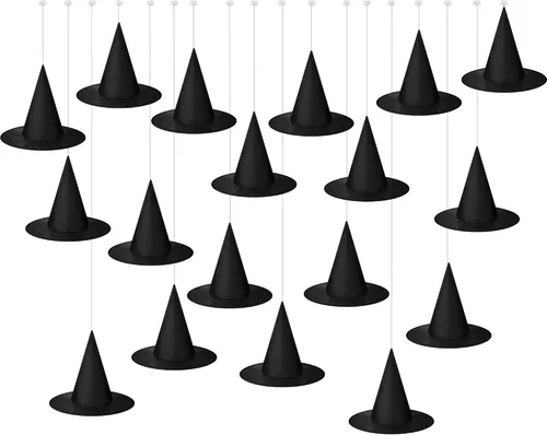 Miniatura 9 de SATINIOR Sombrero de bruja de Halloween, decoración colgante, sombrero de bruja flotante con accesorio de cuerda y ganchos transparentes sin costuras