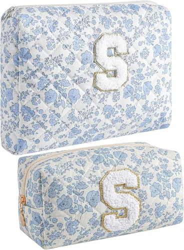 Miniatura 22 de Bolsa de maquillaje alfabética JOVAKIT, bolsa de cosméticos para mujeres, regalos de Navidad para niñas de 6 a 18 años, neceser de viaje con flores