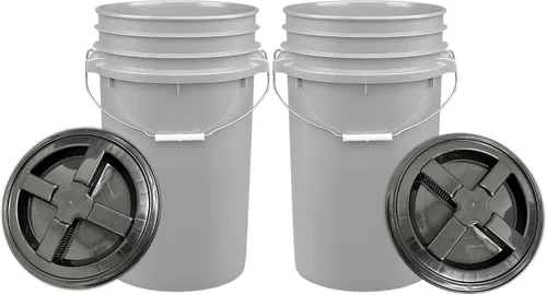 House Naturals Cubo de cubo de grado alimenticio de 7 galones, sin BPA, fabricado en Estados Unidos, cubo de cubo gris grande con tapa de rosca