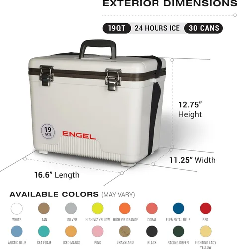 Miniatura 2 de Engel Hielera Drybox de 19 cuartos de galón, a prueba de fugas, hermética, y lonchera pequeña de carcasa dura para hombres y mujeres Azul
