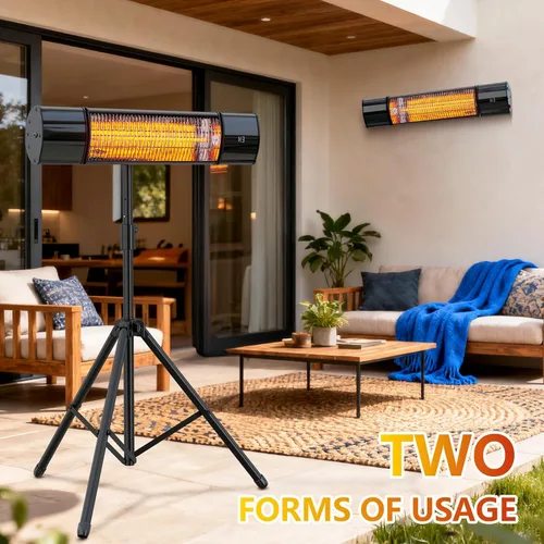 Miniatura 2 de Outdoot Calentador eléctrico, calentador eléctrico de patio para uso en exteriores/interiores, montado en la pared o trípode, calentador infrarrojo