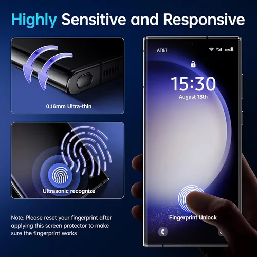 Miniatura 5 de Uyiton Protector de pantalla de privacidad para Samsung Galaxy S23 Ultra/S22 Ultra, [soporte ultrasónico de huellas dactilares] [sin burbujas]